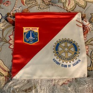 Vintage Jakarta Jaya Raya Rotary International Club Wall Hanging Banner Flag